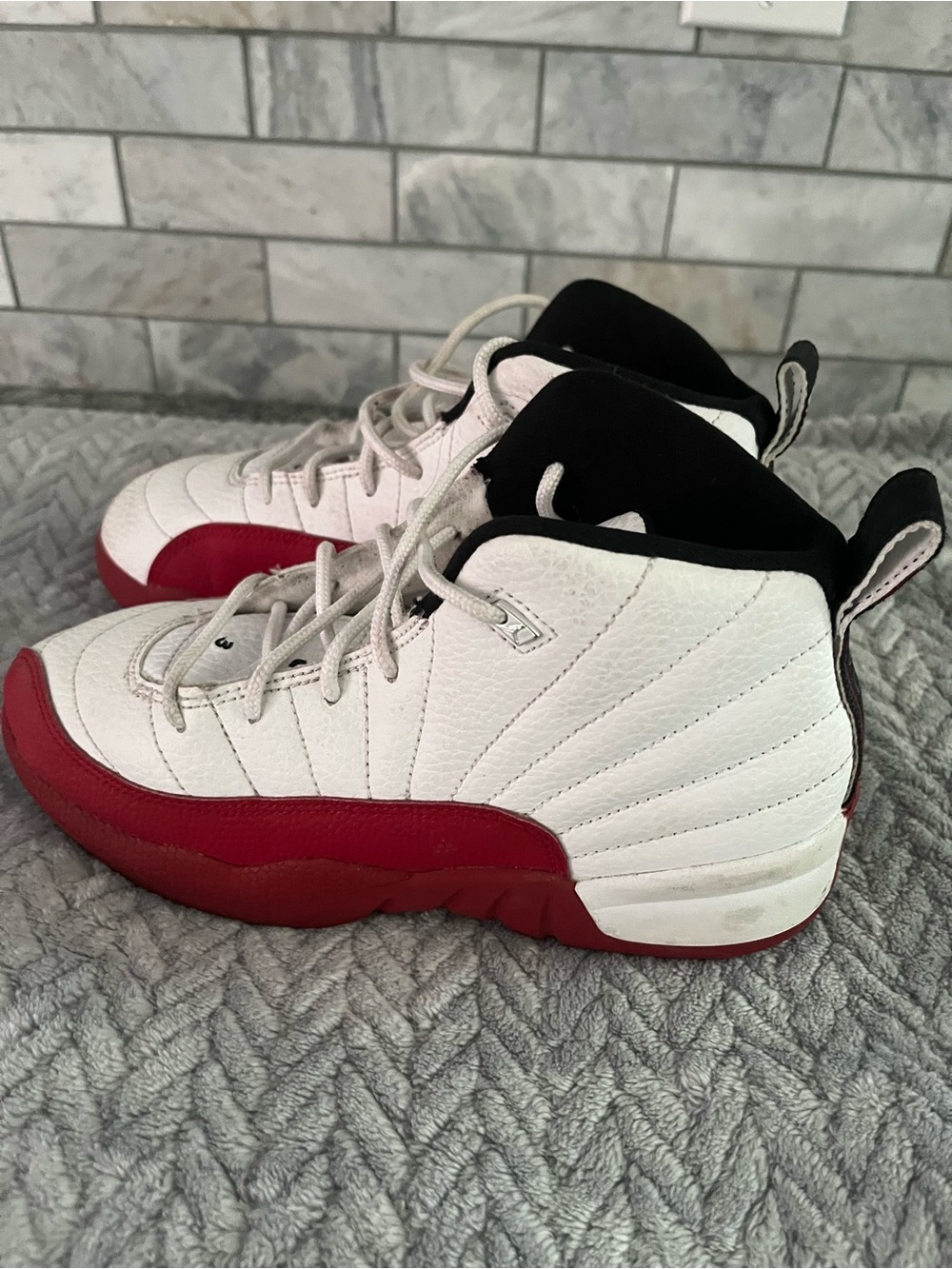 White and Red High-Top Sneakers